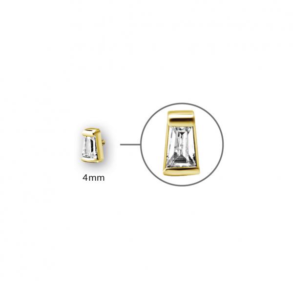 24K GOLD PVD SS316L TAPPER BAGUETTE MICRO ATTACHMENT SET W. CUBIC ZIRCONIA