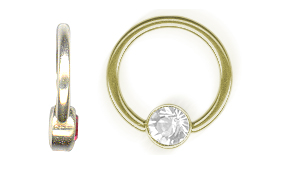 24K GOLD PVD SS316L JEWELLED FLAT BCR FOR UPPER LIP