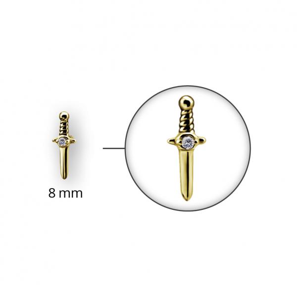 24K GOLD PVD ATTACHMENT DAGGER W. 1 STONE SETTING