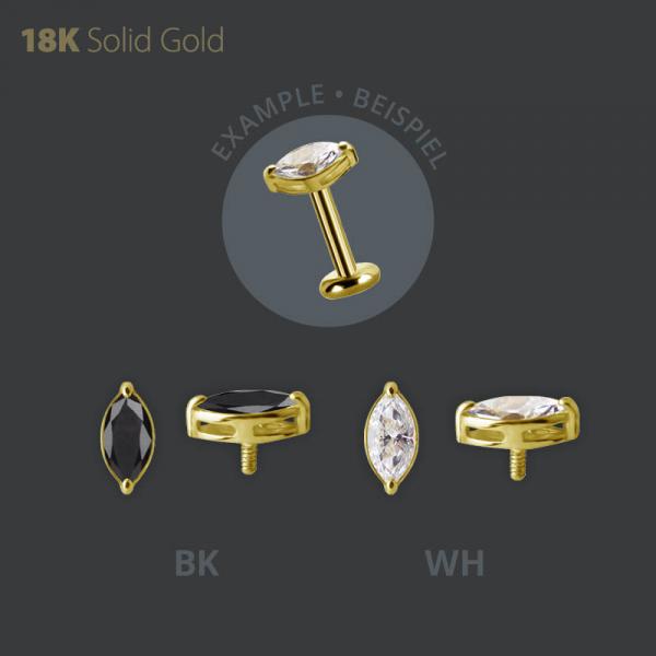 18K GOLD INTERNAL MICRO ATTACHMENT SET W. MARQUISE PREMIUM ZIRCONIA