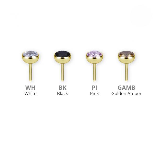 24K GOLD PVD TITANIUM THREADLESS  BALL SET W. PREMIUM ZIRCONIA