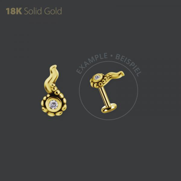 18K GOLD THREADLESS BINDI ATTACHMENT SET W. PREMIUM ZIRCONIA