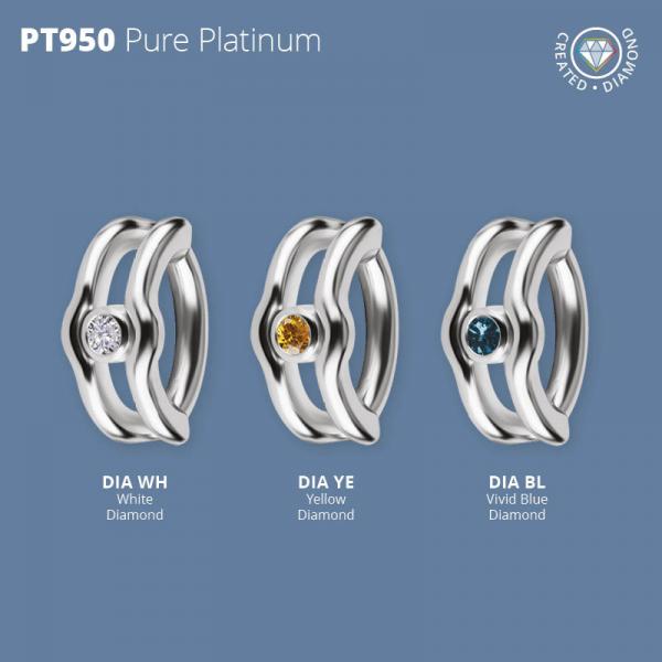 PLATINUM 950 OVAL BELLY CLICKER SET W. LAB CREATED DIAMOND