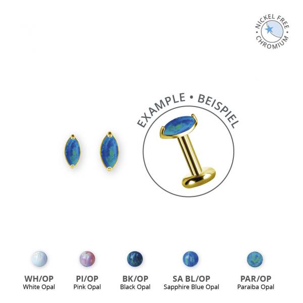 18K GOLD PVD CoCr NF THREADLESS ATTACHMENT SET W. LAB CREATED OPALS