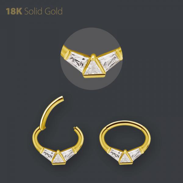 18K GOLD SEPTUM AND DAITH CLICKER SET W. PREMIUM ZIRCONIA