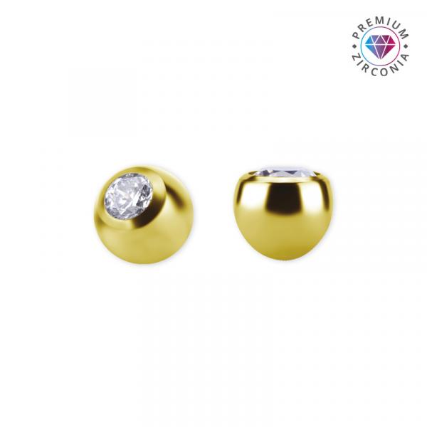 24K GOLD PVD TITANIUM JEWELLED BALLS 2.5MM SET WITH PREMIUM ZIRCONIA