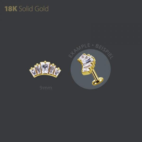 18K GOLD THREADLESS ATTACHMENT SET WITH TAPPERED BAGUETTE PREMIUM ZIRCONIA