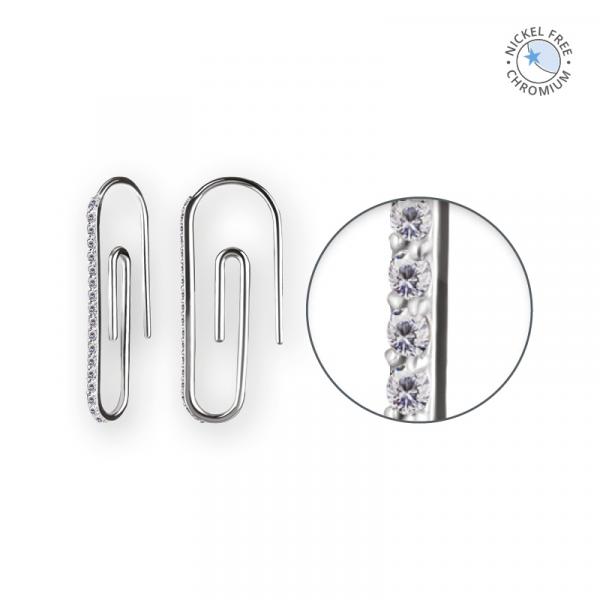 CoCr NF PAPER CLIP EARRINGS SET W.PREMIUM ZIRCONIA (PAIR)