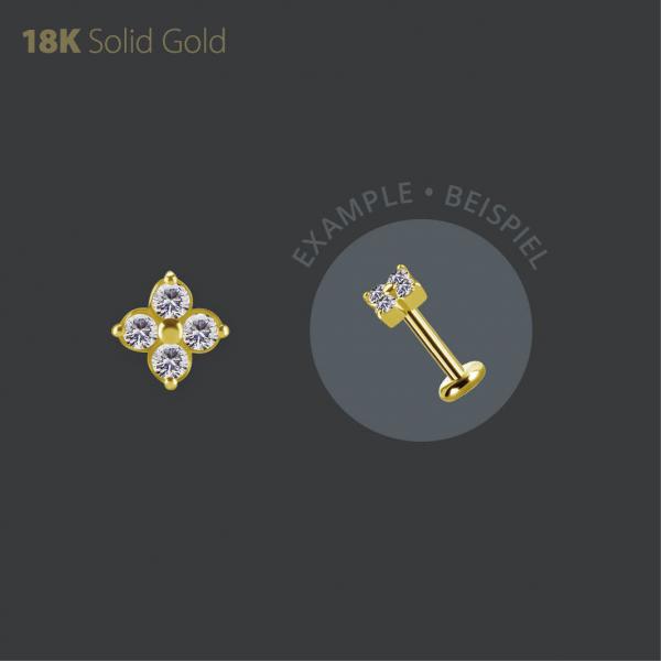 18K GOLD THREADLESS QUAD ATTACHMENT SET W. PREMIUM ZIRCONIA
