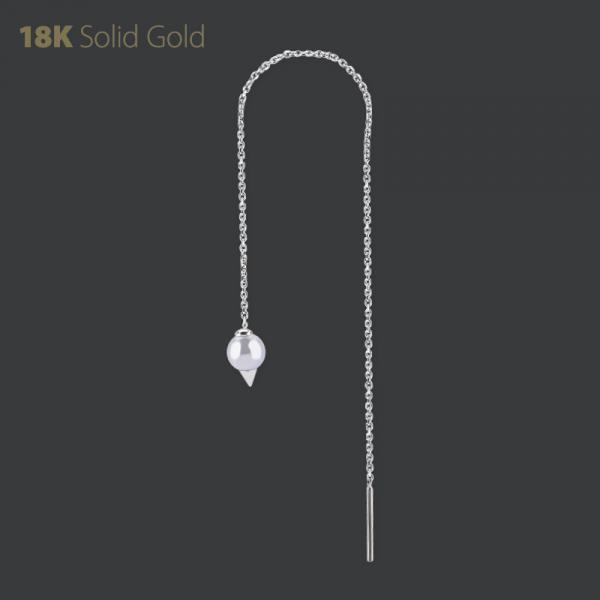 18K WHITE GOLD THREADER CHAIN (10CM)  WITH FRESH WATER PEARL AND SPIKE