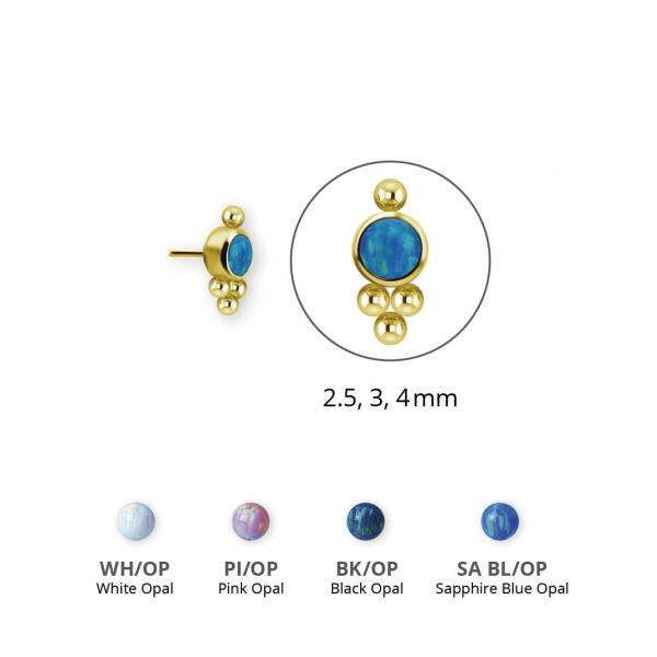 24K GOLD PVD TITANIUM THREADLESS CLUSTER ATTACHMENT SET W. LAB CREATED OPAL