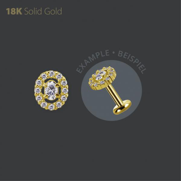18K GOLD THREADLESS ATTACHMENT SET W. PREMIUM ZIRCONIA