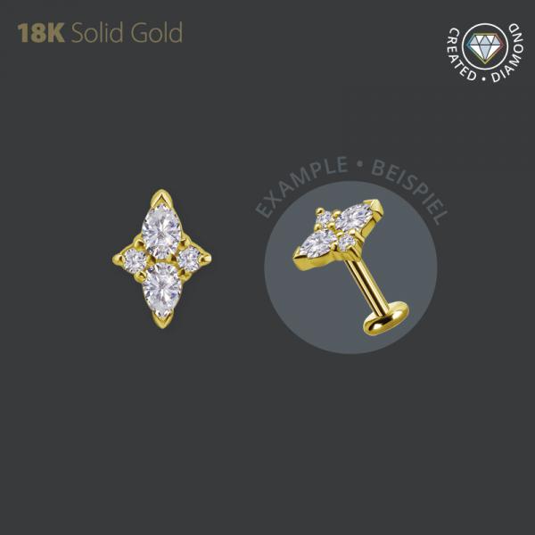 18K GOLD INTERNAL MICRO ATTACHMENT SET W. PEAR SHAPE LAB CREATED DIAMONDS