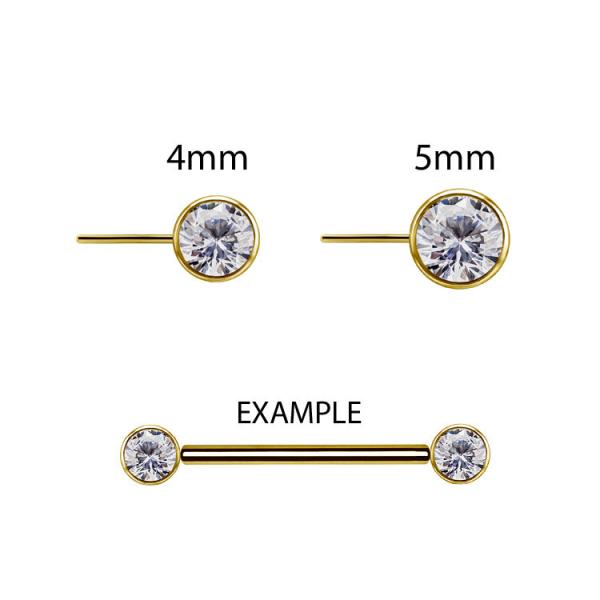 24K GOLD PVD TITANIUM THREADLESS  NIPPLE DISC ATTACHMENT SET W. PREMIUM ZIRCONIA