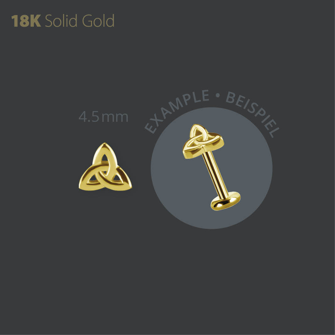 18K GOLD THREADLESS CELTIC TRINITY ATTACHMENT