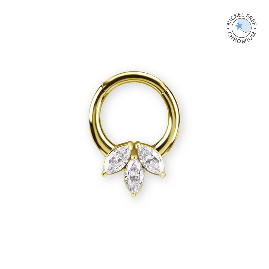 18K GOLD PVD CoCr NF HINGED RING SET W. PREMIUM ZIRCONIA