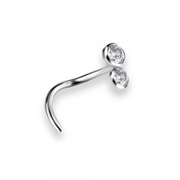TITANIUM CURVED DISC NOSE STUDS SET W. PREMIUM ZIRCONIA