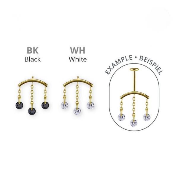 24K GOLD PVD TITANIUM INTERNAL MICRO ATTACHMENT FOR VERTICAL HELIX W.CUBIC ZIRCONIA