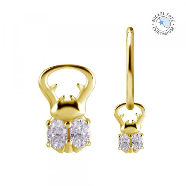 18K GOLD PVD CoCr NF SCARAB CHARMS FOR HINGED RINGS SET W.PREMIUM ZIRCONIA