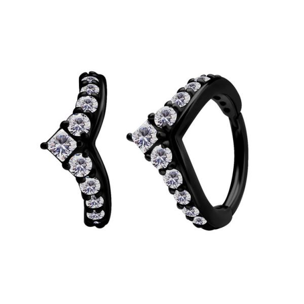 BLACK PVD SS316L CLICKER SET W. SQUARE A.ROUND PREMIUM ZIRCONIA