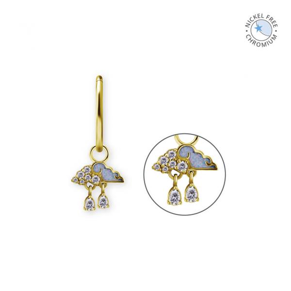 18K GOLD PVD CoCr NF CHARMS SET W. PREMIUM ZIRCONIA AND LAB CREATED OPAL