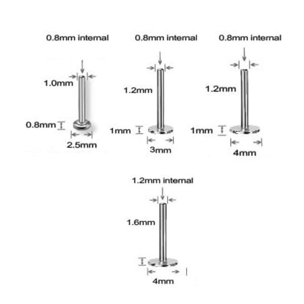 TITANIUM INTERNAL LABRET PINS