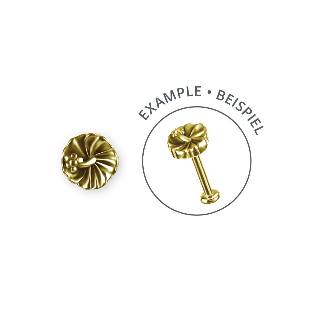 24K GOLD PVD SS316L THREADLESS HIBISCUS ATTACHMENT