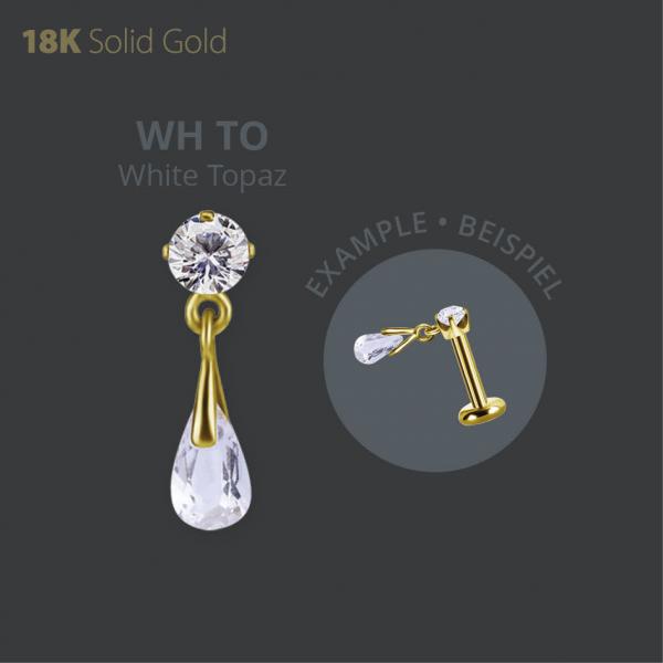18K GOLD INTERNAL MICRO ATTACHMENT SET W. PREMIUM ZIRCONIA AND GENUINE WHITE TOPAZ