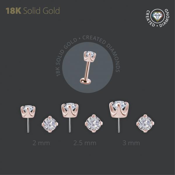 18K ROSE GOLD THREADLESS ATTACHMENT SET W. PREMIUM CREATED DIAMONDS