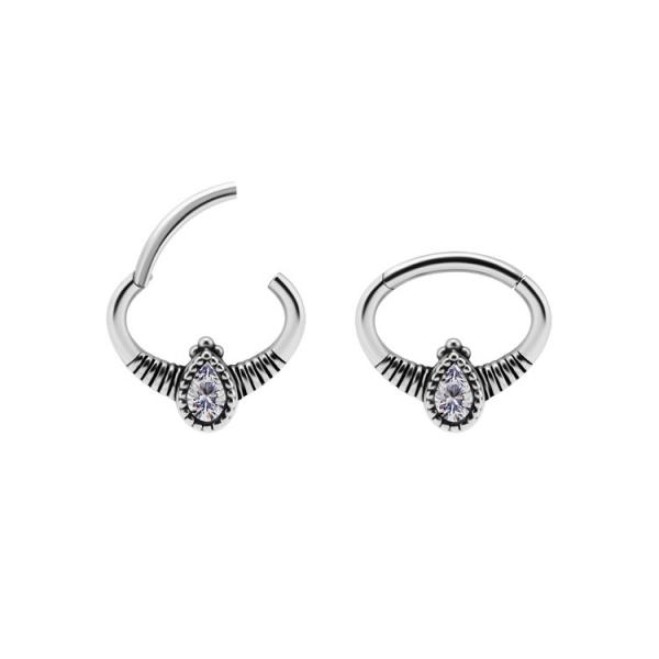 SS316L SEPTUM/DAITH CLICKER SET W. CUBIC ZIRCONIA