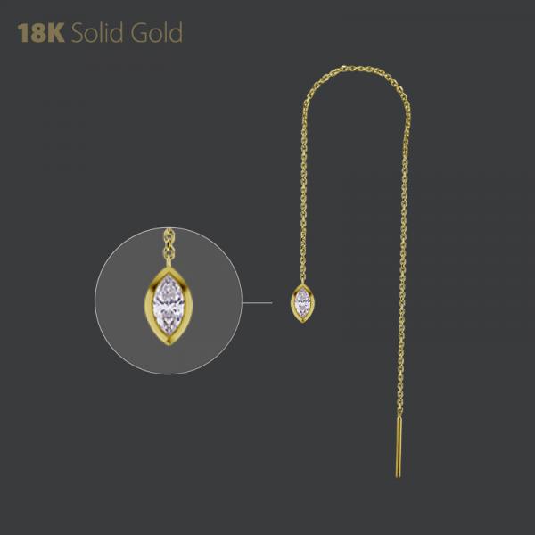 18K GOLD THREADER CHAIN (10CM)  WITH MARQUISE PREMIUM ZIRCONIA