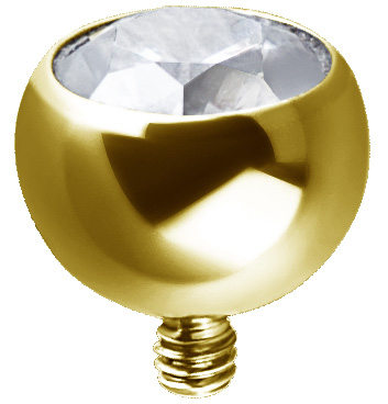 24K GOLD PVD TITANIUM INTERNAL JEWELLED BALL SET W. PREMIUM ZIRCONIA