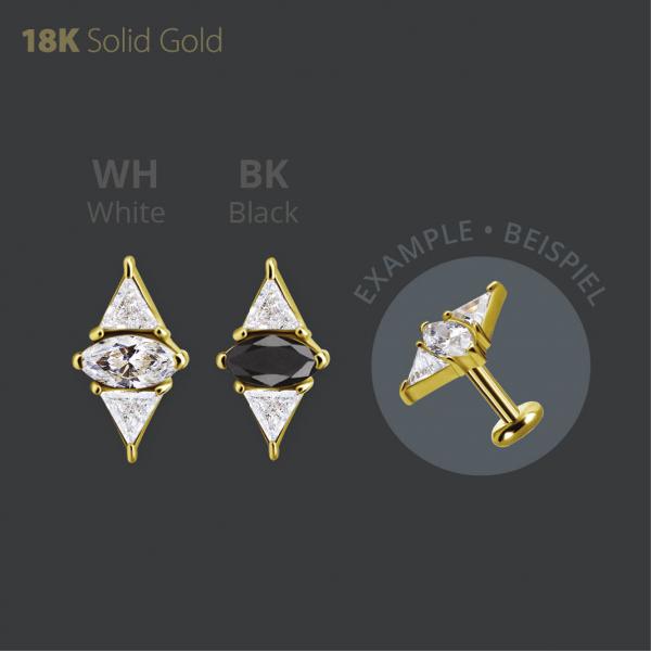 18K GOLD THREADLESS  ATTACHMENT SET W. PREMIUM ZIRCONIA