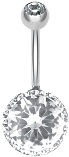 SS316L BELLY BANANA WITH PREMIUM BRILLIANT CUT STONE