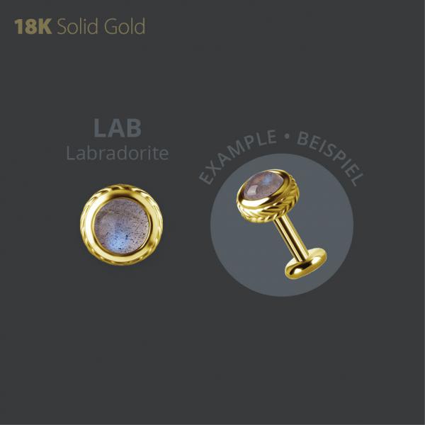 18K GOLD INTERNAL MICRO ATTACHMENT SET W. GENUINE LABRADORITE