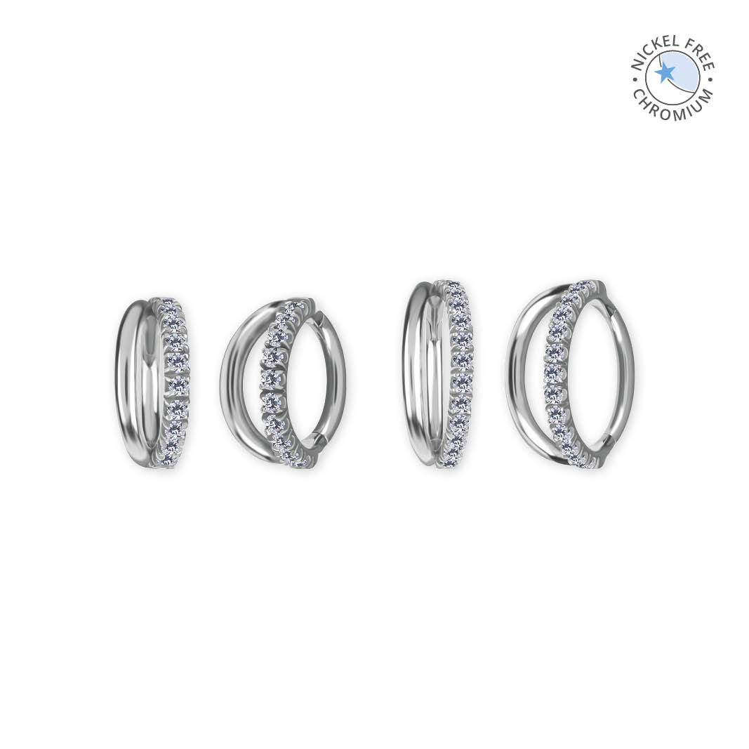 CoCr NF HINGED RING MICRO PAVE ONE ROW SET W. PREMIUM ZIRCONIA