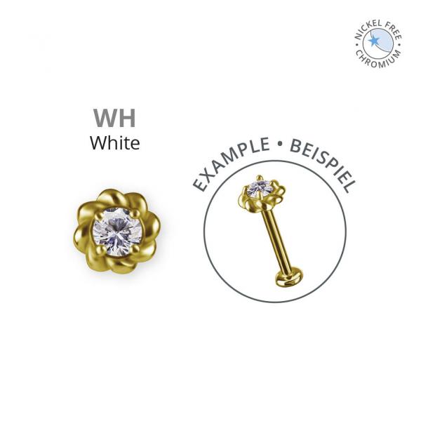 18K GOLD PVD CoCr NF THREADLESS FLOWER ATTACHMENT SET W. PREMIUM ZIRCONIA