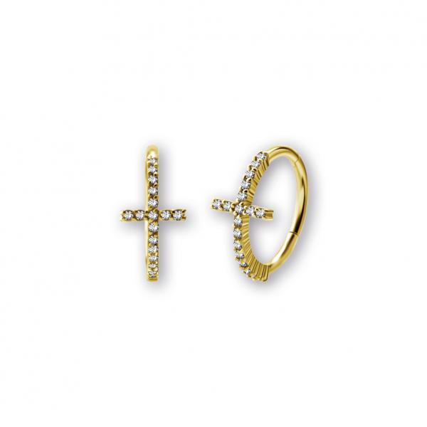 24K GOLD PVD SS316L CLICKER SET W.PREMIUM ZIRCONIA