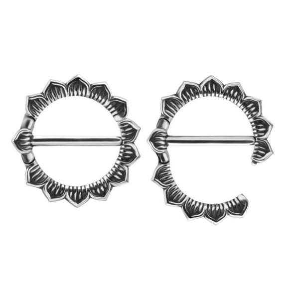 SS316L DOUBLE NIPPLE CLICKER RING (LOTUS)