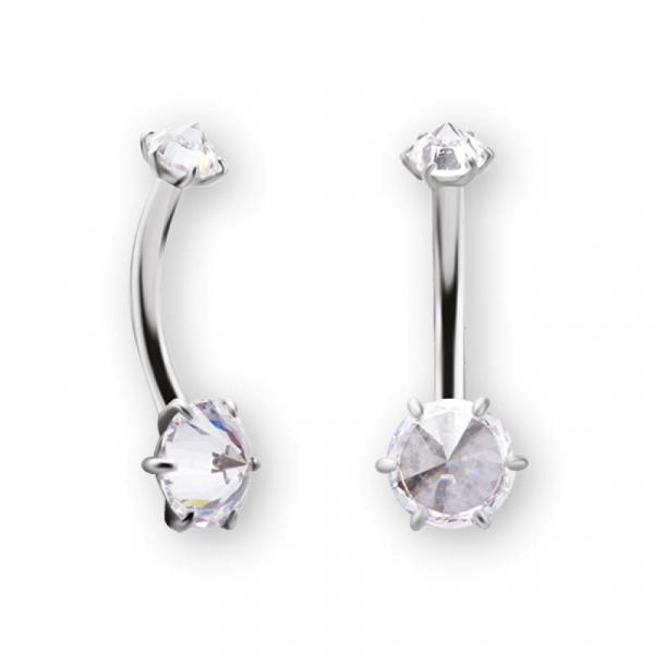 SS316L BELLY BANANA SET W. PREMIUM ZIRCONIA