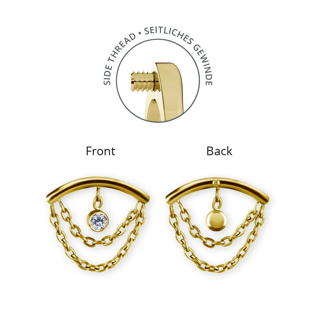 24K GOLD PVD TITANIUM INTERNAL MICRO ATTACHMENT FOR FLAT HELIX SET W PREMIUM ZIRCONIA