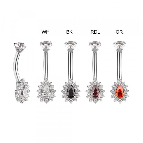 SS316L DOUBLE JEWELLED BELLY BANANA SET W.PREMIUM ZIRCONIA