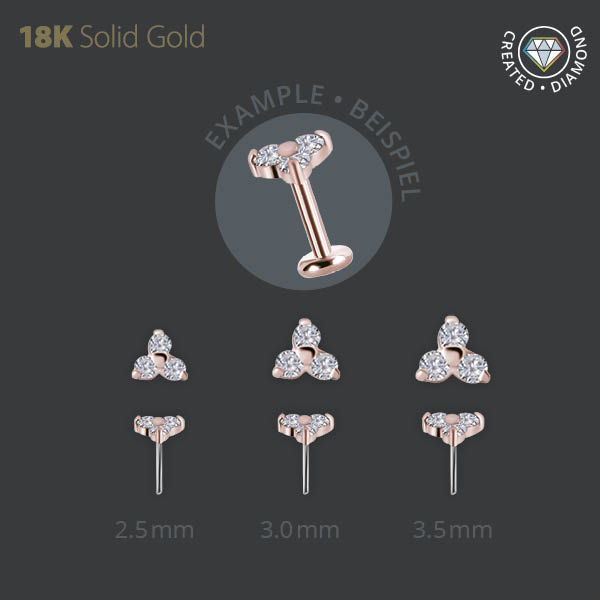 18K ROSE GOLD THREADLESS TRINITY ATTACHMENT SET W. LAB CREATED DIAMONDS