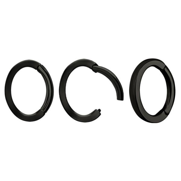 BLACK PVD SS316L ROOK OVAL HINGED RINGS (SQUARE PROFILE)