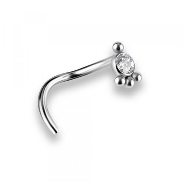 TITANIUM CURVED DISC NOSE STUDS SET W. PREMIUM ZIRCONIA