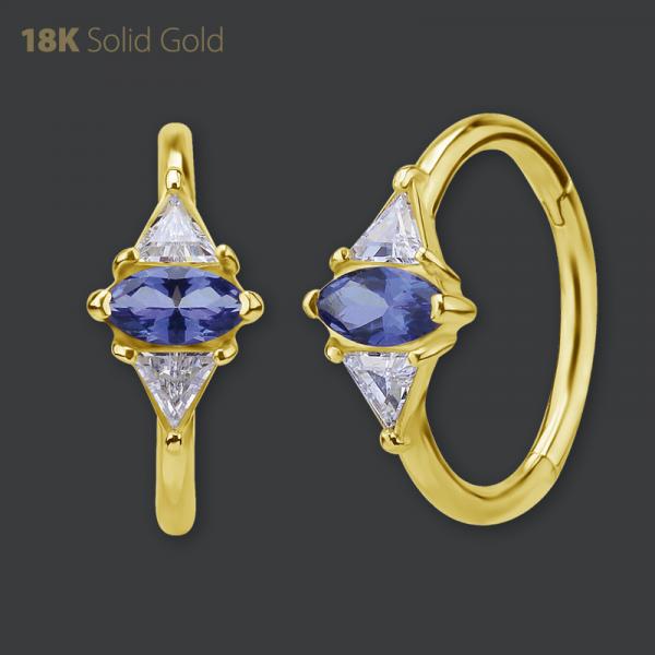 18K GOLD HINGED RING SET W. PREMIUM GEMSTONE