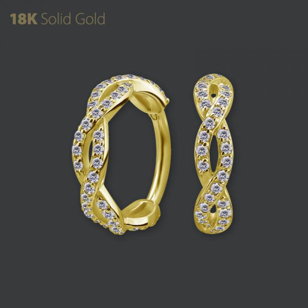18K GOLD HINGED INFINITY CONCH RING SET W. PREMIUM ZIRCONIA