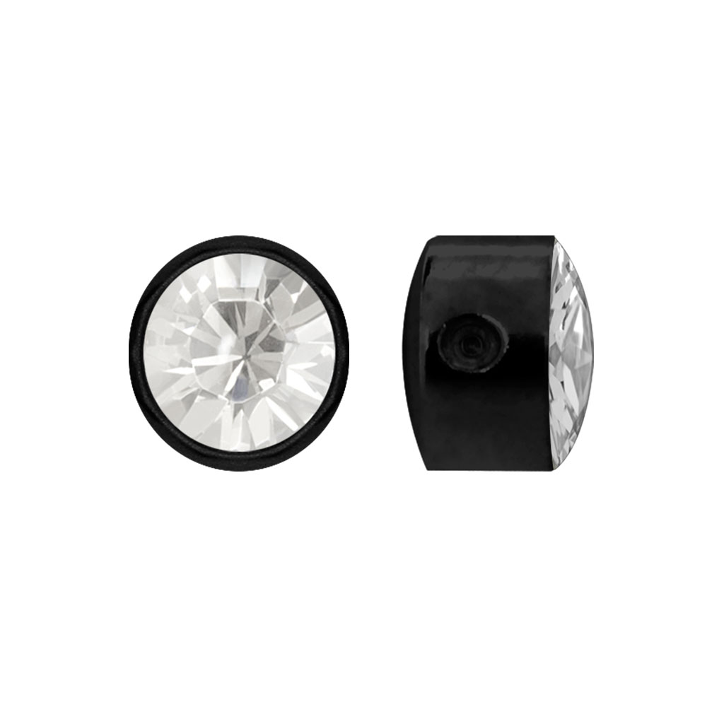 BLACK PVD SS316L JEWELLED FLAT DISC FOR UPPER LIP