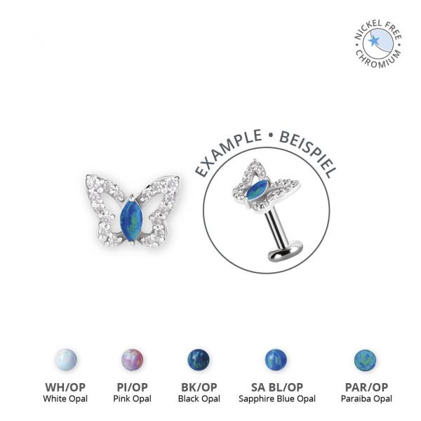CoCr NF THREADLESS BUTTERFLY ATTACHMENT SET W. LAB CREATED OPALS