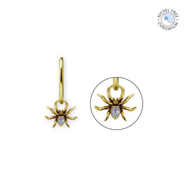 18K GOLD PVD CoCr NF SPIDER CHARMS SET W. PREMIUM ZIRCONIA
